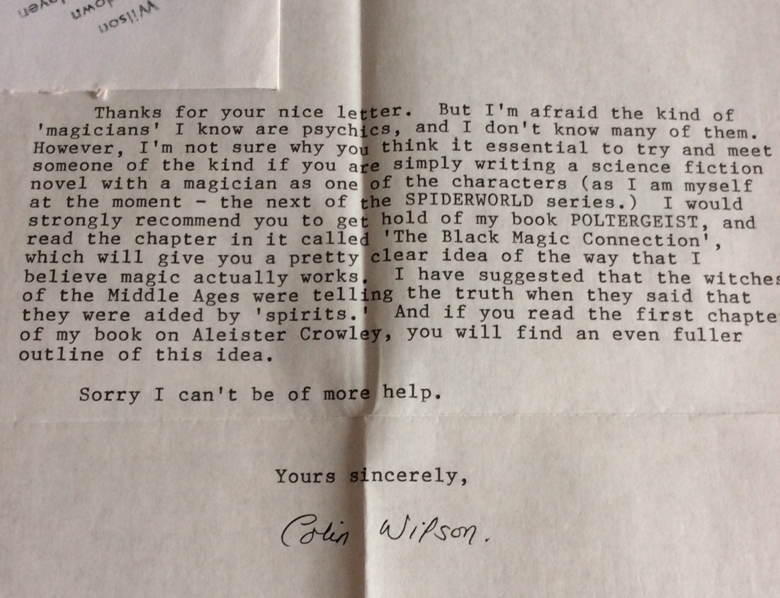 Many, many years ago, #ColinWilson answered my fan letter.

<a href="/GaryLachman/">Gary Lachman</a> <a href="/licht_alberich/">John Morgan</a> <a href="/Miskatonian__/">Aleksandar Todorovski</a>  @evolutionmoore <a href="/NomosEvents/">Nomos Events🌳</a> <a href="/lukesgilfedder/">Luke Gilfedder</a>