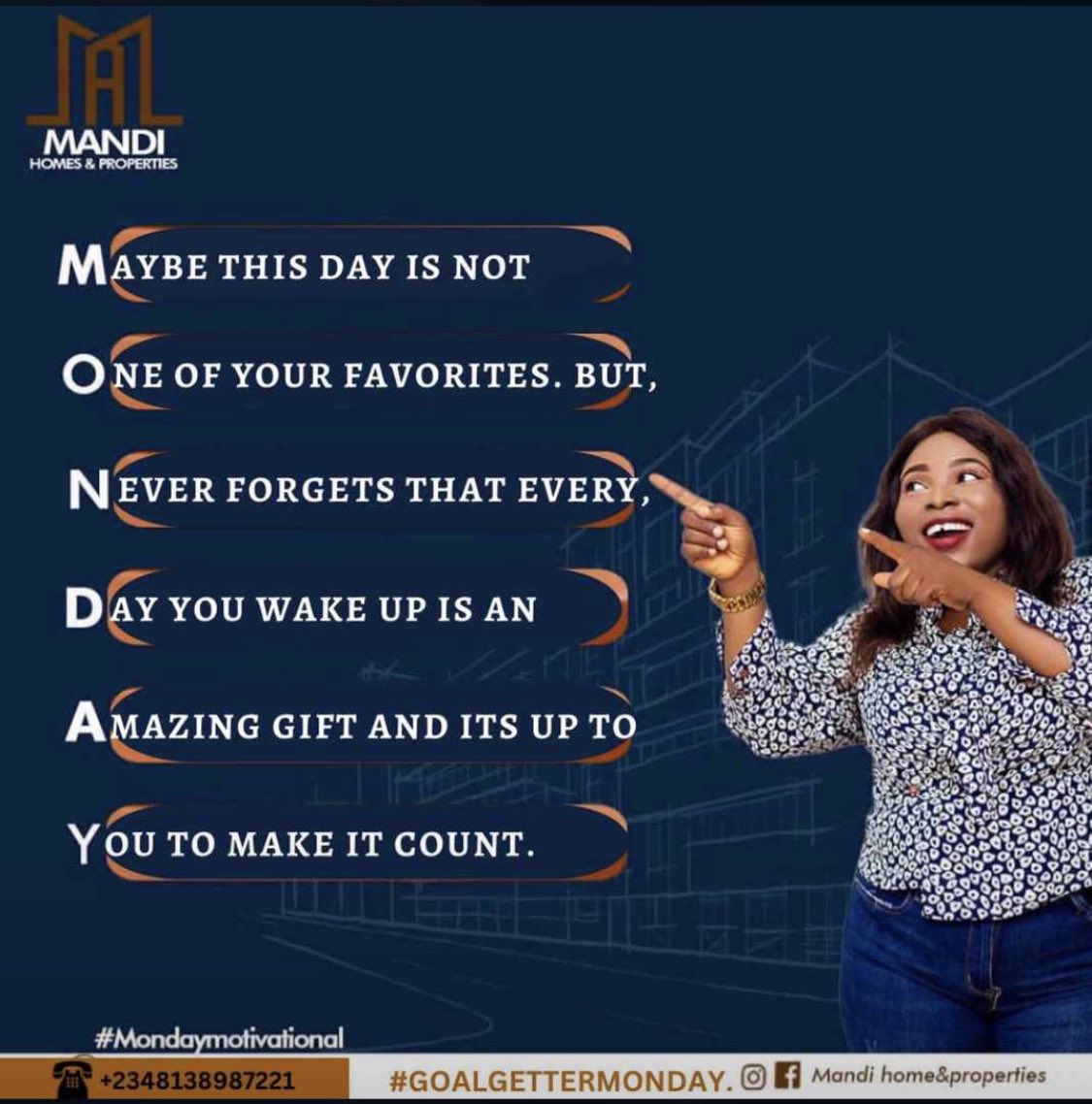 mandi_homes's tweet photo. "New Monday, New Week, New Goals! 💪✨ It's a fresh start to chase your dreams and conquer your ambitions. Let's kick off the week with determination. Remember, the only limit is the one you set for yourself. 
@kachikwul  #MondayMotivation #NewWeekNewGoals #PositiveVibes" https://t.co/5boEcuRRLx