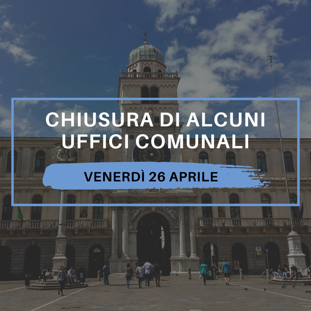 📣 Venerdì 𝟮𝟲 𝗮𝗽𝗿𝗶𝗹𝗲 alcuni uffici comunali sono chiusi al pubblico. 🟢 Restano aperti i settori/uffici elencati nel sito istituzionale ⤵ padovanet.it/notizia/202404… #Padova