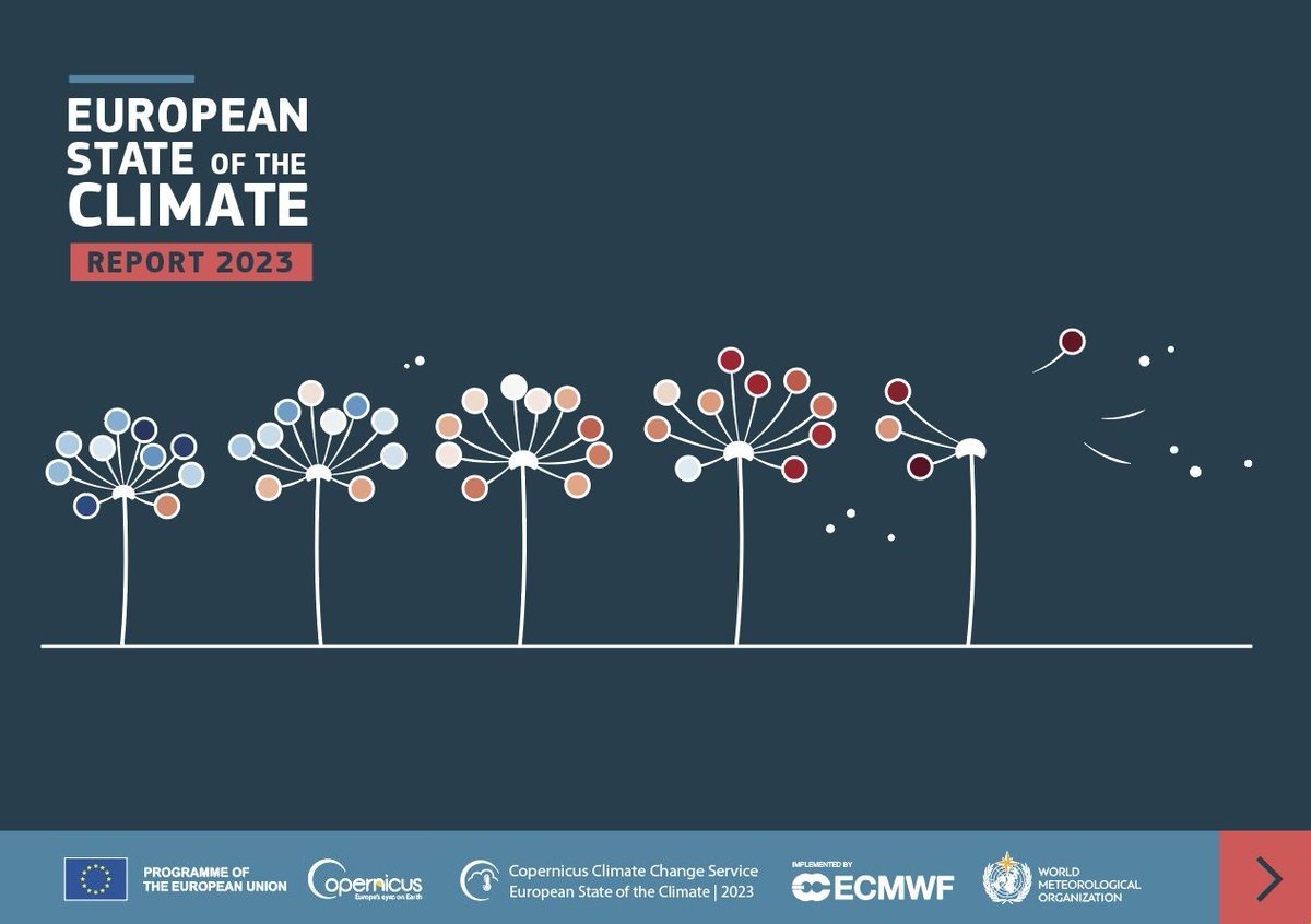 The 2023 European State of the Climate Report #ESOTC has been published today ➡️Temperatures in Europe were above average for 11 months of the year, including the warmest September on record ♨️ More details at 🔗defence-industry-space.ec.europa.eu/2023-european-…