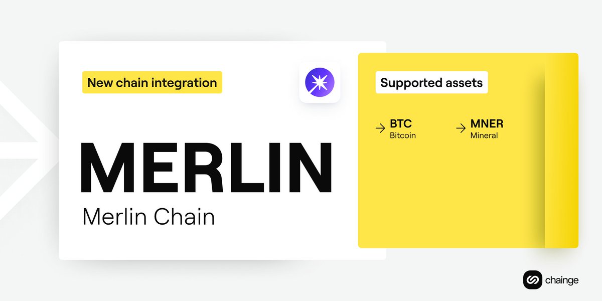 💥 New chain integration! 💥 Thrilled to announce Chainge is live on #MerlinLayer2 💻 Web app: dapp.chainge.finance 📱 Mobile app: Playstore/Appstore $BTC $XCHNG #DeFi #crosschain
