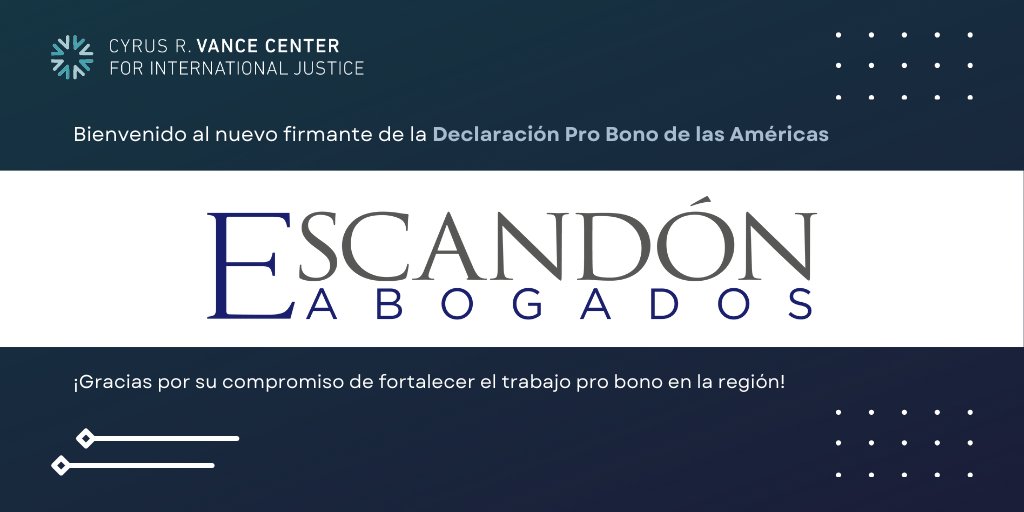 Nos complace dar la bienvenida a @EscandonAbogado en #Colombia como nuevo signatario de la Declaración Pro Bono de las Américas #PBDA. ¡Gracias por su compromiso de fortalecer el trabajo #probono!