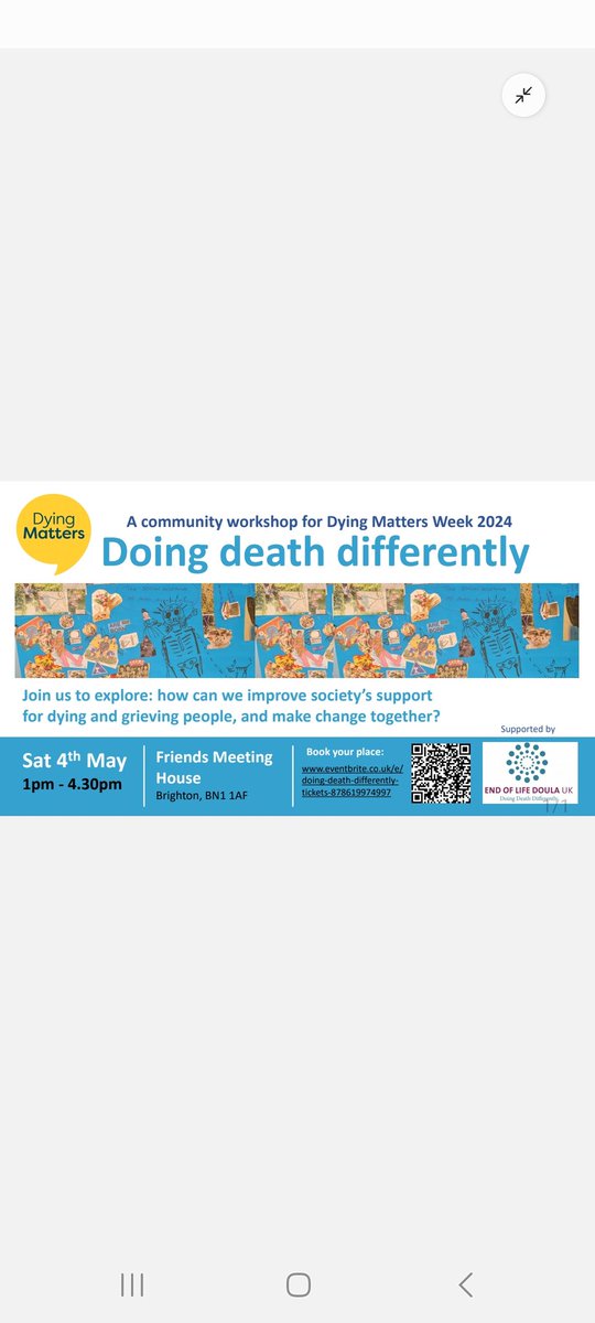 Places available at my #DyingMatters community workshop Sat 4 May, Brighton. All welcome.