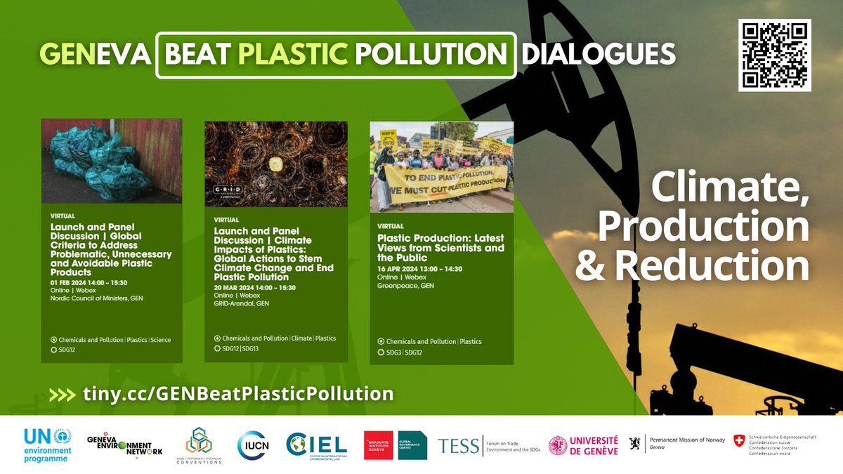 3/ Dialogues on #ClimateChange & #plastics stress cutting #PlasticsProduction & focus on upstream measures & options to strengthen #PlasticsAction in @UNFCCC & #ClimateAction in #PlasticsTreaty. 🏭 tiny.cc/GEN1Feb24 🛢️ tiny.cc/GEN20Mar24 📋 tiny.cc/GEN16Apr24GP