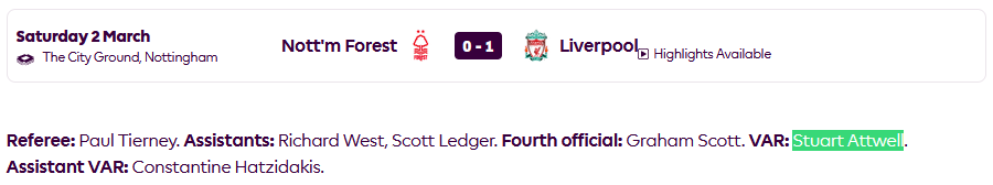 Let's not forget Stuart Attwell was on VAR for Nottingham Forest 0 - 1 Liverpool when Paul Tierney (another cunt) 'forgot' the rules.
#NFFC