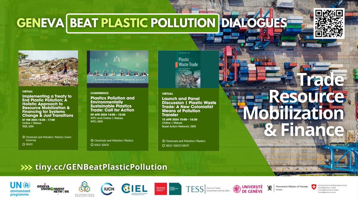 4/ Dialogues on #trade, resource mobilization & #finance focused on resource mobilization for #PlasticsTreaty, the @wto #DPP as catalyst for action, & the #PlasticsWasteTrade & waste colonialism. 📈 tiny.cc/GEN7Feb24 🚢 tiny.cc/GEN9Apr24 🌐 tiny.cc/GEN15Apr24