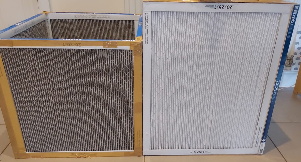 Filter change time on our DIY air filter. Fan removed, ready for transplant onto the new panels. #CleanAir