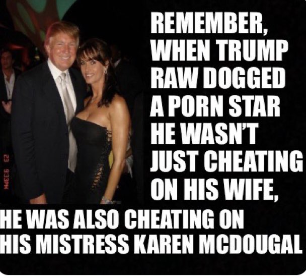 Let’s talk about Republican “family values.” Trump cheated on all three wives. He had a year long affair with playboy model Karen McDougall while Melania was pregnant and when she was nursing their newborn he cheated on both of them with porn star Stormy Daniels.