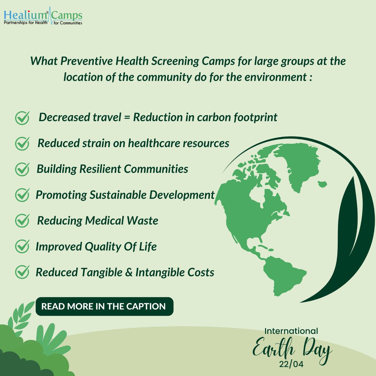 this Earth Day, let's recognize the interconnectedness of human health & the environment. By embracing preventive healthcare at the community level, we not only improve health outcomes but also contribute to a healthier planet for generations to come.

#EarthDay #PreventiveHealth