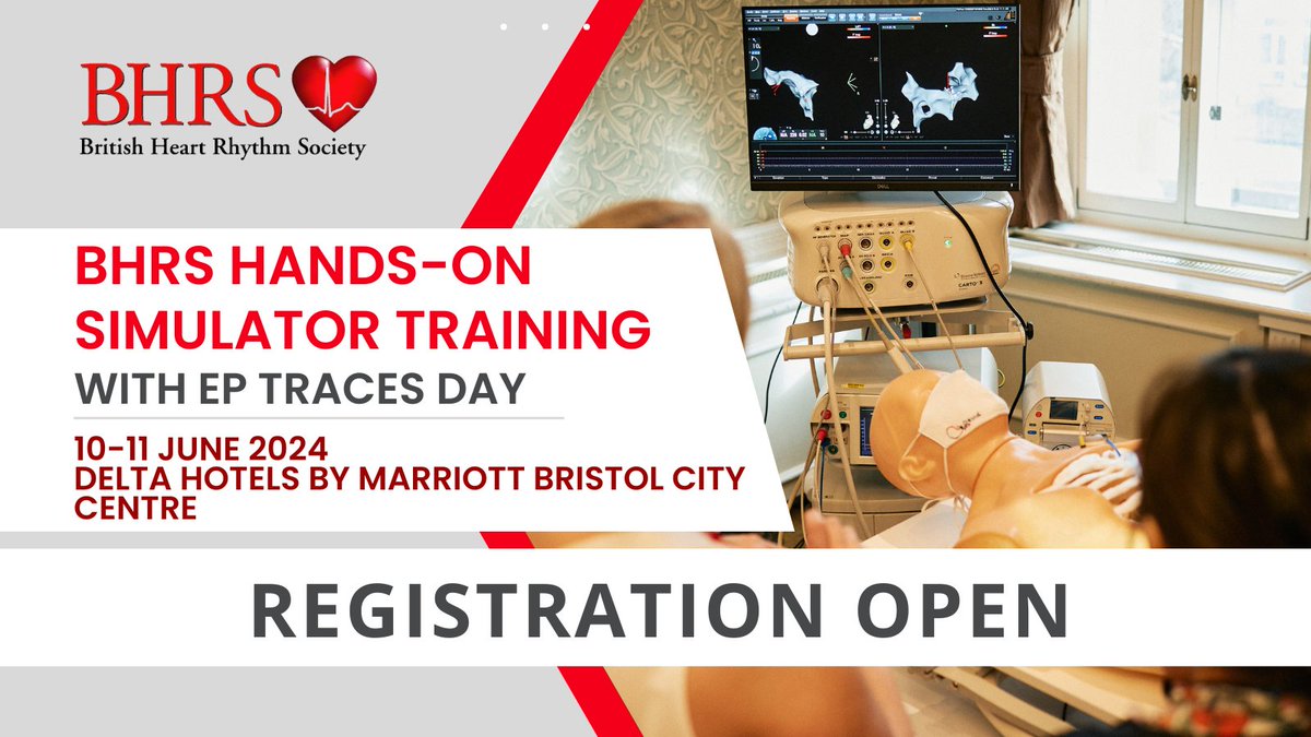 Join @BHRSociety for an intensive day of hands-on training in Bristol, June 11th! Ideal for cardiology trainees & allied professionals looking to enhance their skills in core & arrhythmia specialties. Complimentary EP Traces Day is available millbrook-events.co.uk/BHRSimulation24