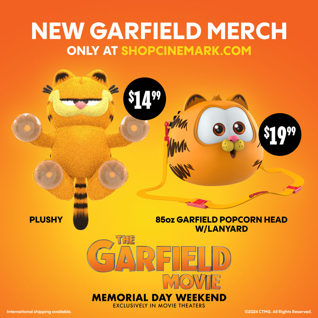 🚨 NOW AVAILABLE ONLINE 🚨 New merch for #GarfieldMovie 🥰 Order here: shopcinemark.com/52/home.htm?ut…