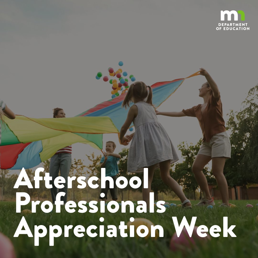 Afterschool Professionals Appreciation Week recognizes the efforts of those who work with young people during out-of-school time. Thank you to all who work in our after school and out-of-school programs across the state. #ThankYouFromMDE #HeartOfAfterschool