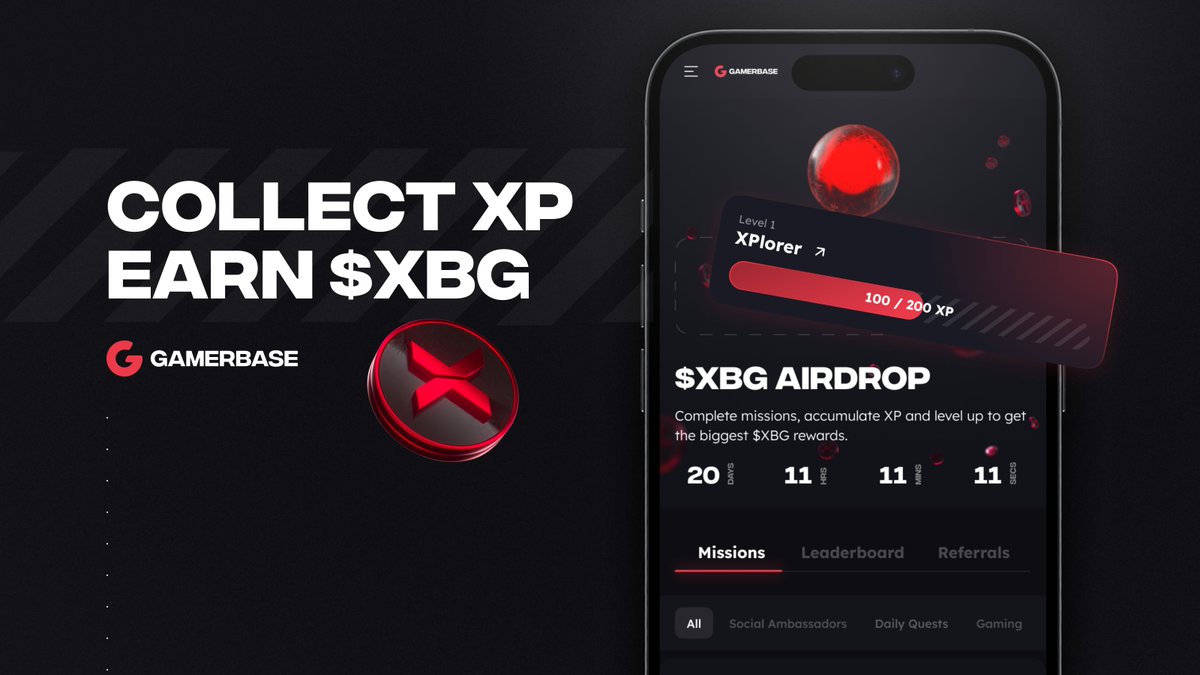 We’re going bigger than ever before 🪂 The more XP you collect, the more $XBG you earn. Exclusively on gamerbase.gg/airdrop