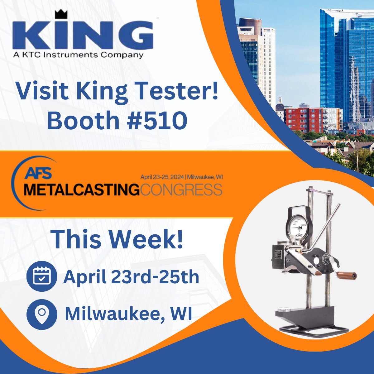 KingTesters's tweet image. The week has arrived...

See King Tester at booth #510 for AFS MetalCasting Congress and improve your portable Brinell hardness testing processes!

#kingtester #portable #hardnesstesting #milwaukee