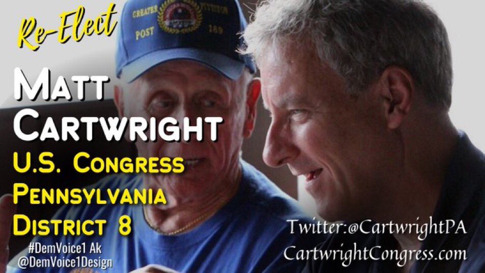 #DemVoice1 #DemsUnited You want a representative that gets things done? Matt Cartwright was named one of the most effective House Democrats and has authored 16 substantial bills signed into law by the last 3 Presidents. Many Republicans have not drafted 1! @CartwrightPA