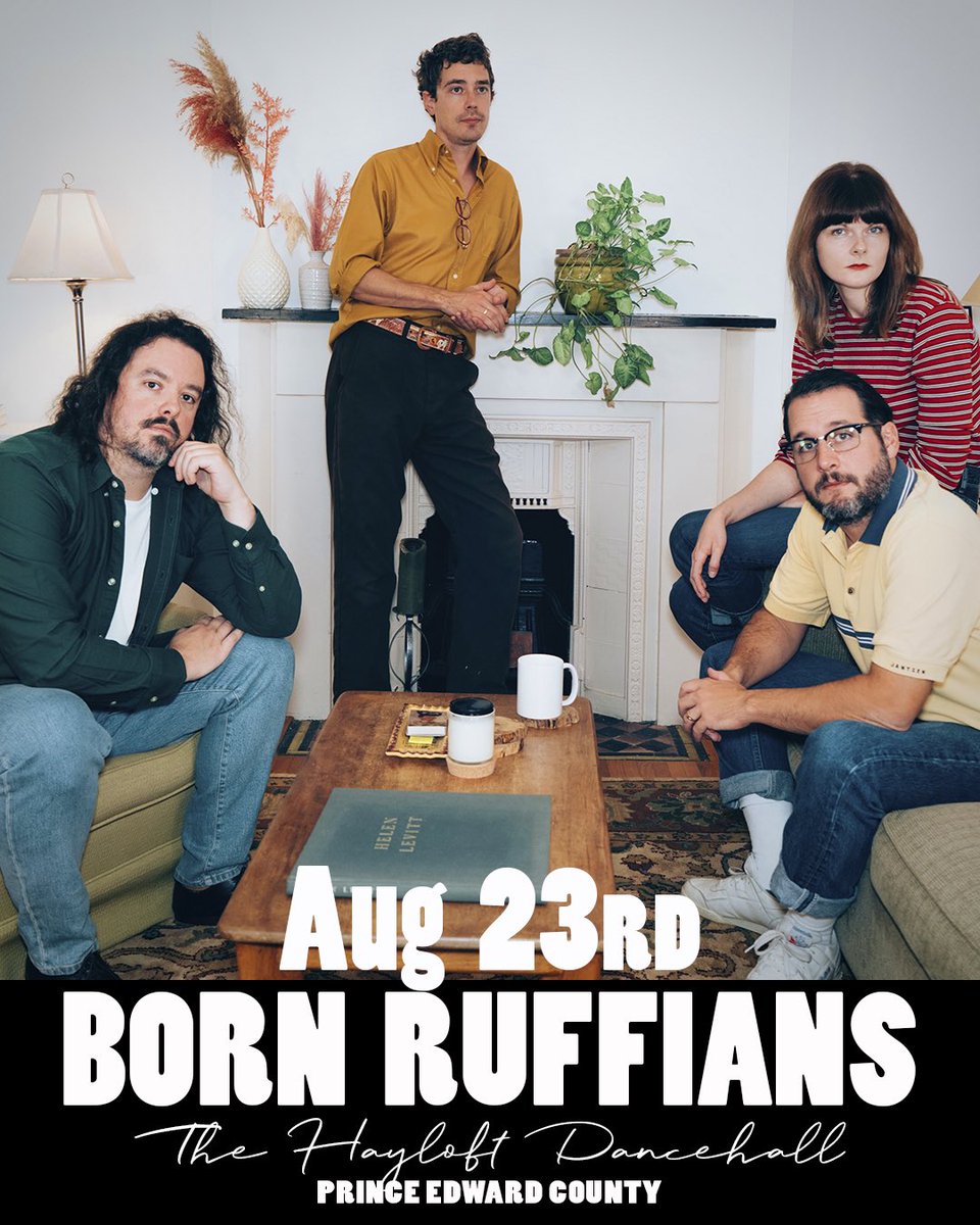 summertime + prince edward county sound like a great time and place for a born ruffians show see y’all august 23rd at the hayloft dance hall! ❤️💛💙: eventbrite.ca/e/born-ruffian…