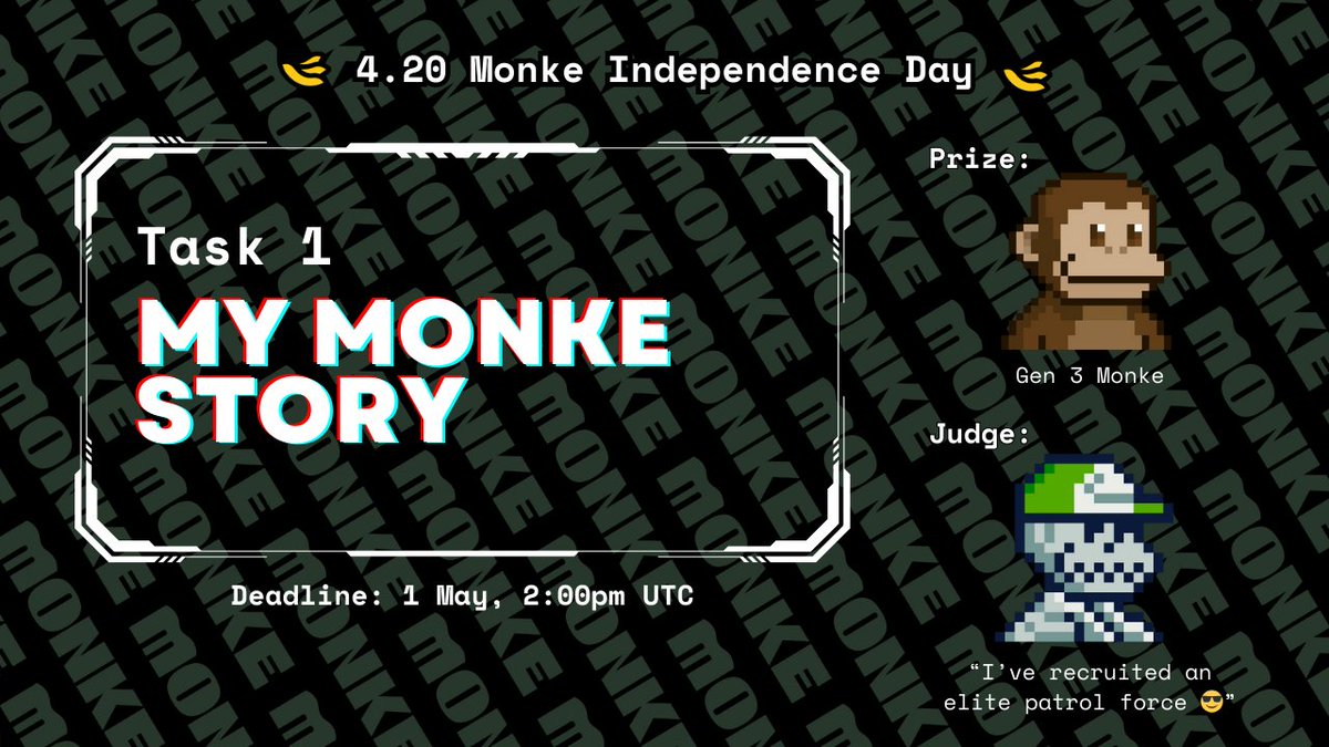 You thought we were done with 420 celebrations? We were only just getting started. Get ready for a full week of fun tasks to reminiscence your Monke journey 🐒 Day 1: Tell us your Monke lore in a 🧵 or post. Remember to submit your entry in the form below 👇