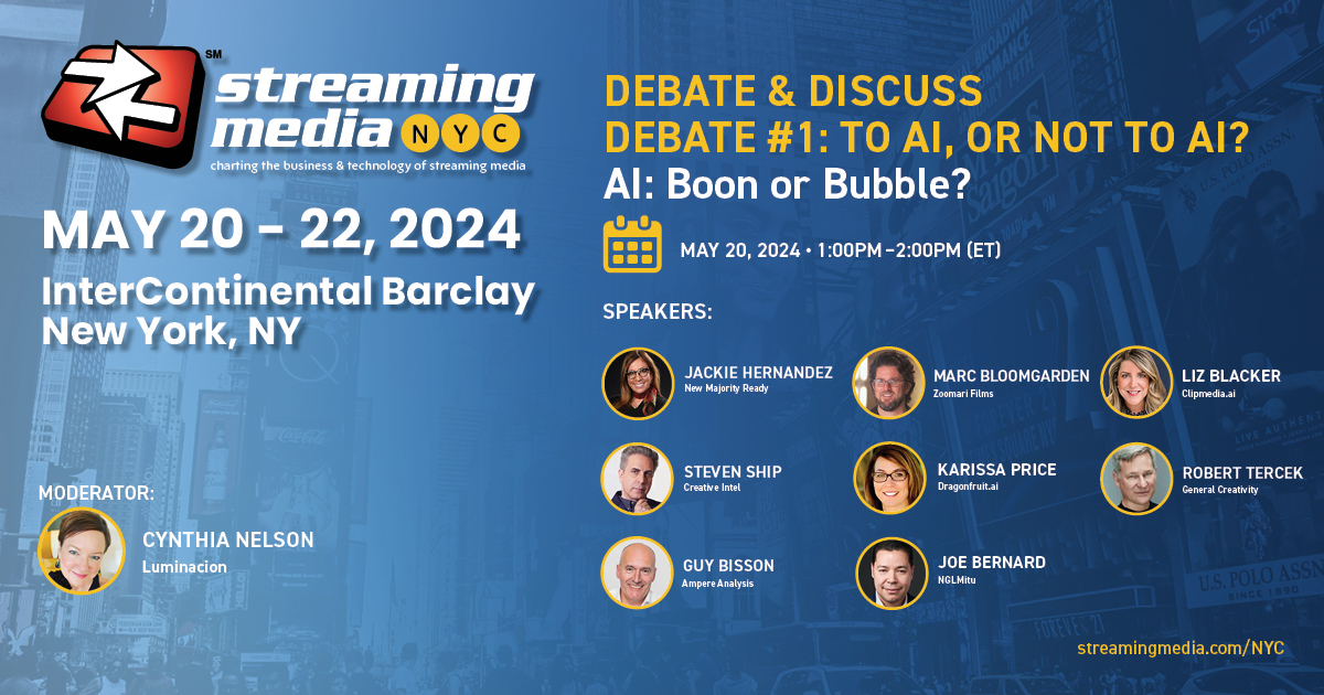 Don't miss #StreamingNYC debate from Jackie Hernandez, Steven Ship, @CintellectC, Guy Bisson, @tvintelligence, Marc Bloomgarden, @ZoomariFilms, Karissa Price, @dragonfruitai, Joe Bernard, Liz Blacker, and Robert Tercek. Register, use code SMNYCSOC! ow.ly/Z3g350RekIm