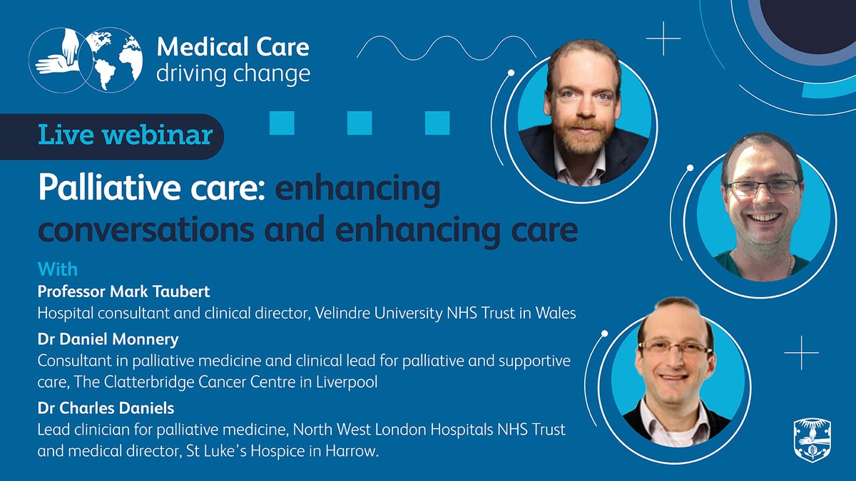 On Tuesday 7 May at 1pm, we'll be hosting the first of two webinars as part of the Medical Care – driving change palliative care spotlight: ‘Palliative care: enhancing conversations and enhancing care’. Book now: ow.ly/Cylq50Rl6IY