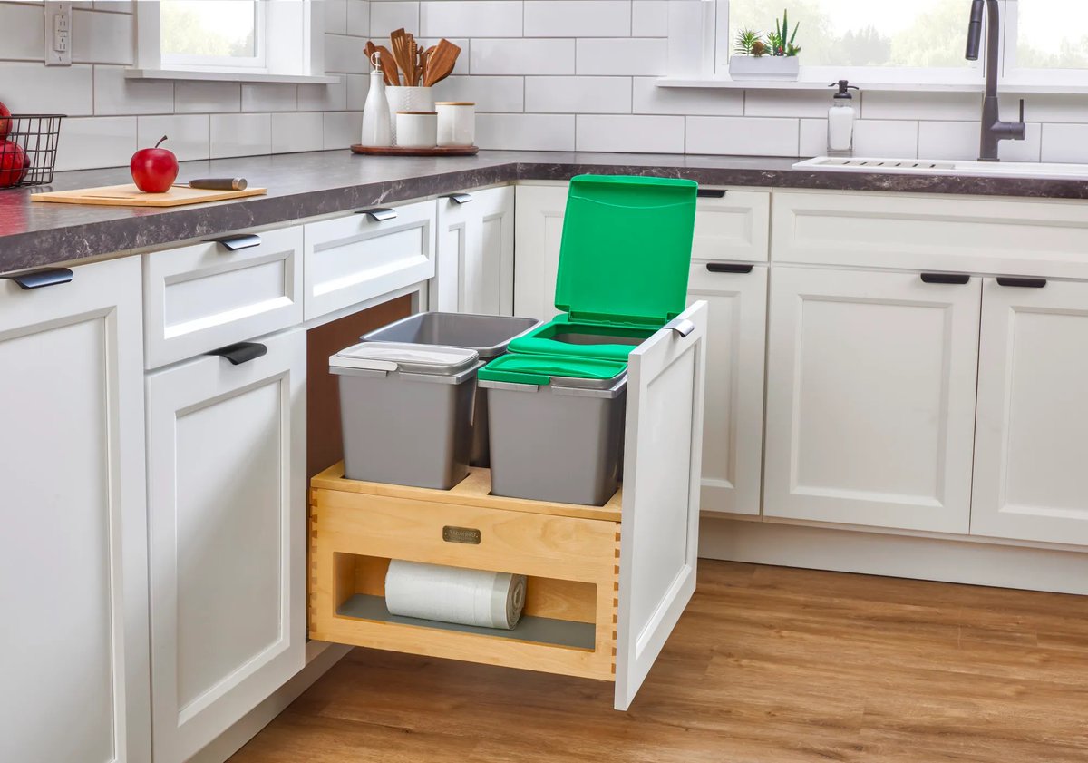 REVASHELF's tweet photo. Happy #earthday! 🌎 🌱 🌞 🌳 ♻️
We are proud to introduce the 4WCWM Wood Bottom Mount Waste Management Center, available with either additional storage on the side or two 8 L. containers (perfect for organic waste) held securely in place with a maple beauty ring.
#revashelf https://t.co/2PhXmRnCye