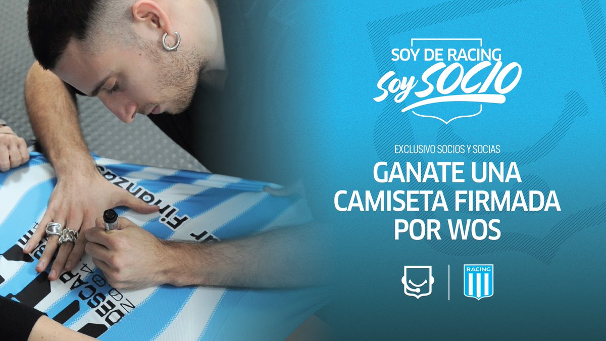 RacingSocios's tweet photo. Ahí voy a querer estar, donde tu risa me saca a bailar 🎶

¡Exclusivo para socios y socias! 🩵 Participá y ganate la camiseta de Racing autografiada por Wos.

Requisitos:
✅ Comentá tu nombre y últimos 3 números de socio/a
✅ Estar registrado/a en https://t.co/CZkCgwx3mO
✅ Cuota abril 2024
✅ RT a la publicación
2⃣ Doble chanche para abonados a platea 2024

⏰ El miércoles 24/4 a las 13 horas conoceremos al ganador/a.

Soy de Racing, soy socio 🩵