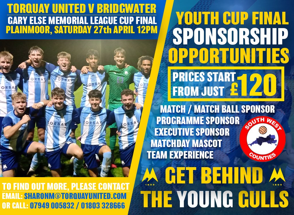 🟡 Get Behind The Young Gulls! With our U18s heading to Plainmoor to take on Bridgwater in their League Cup Final this Saturday (27/04/24 12pm KO), there’s a whole host of ways you can show your support for the next generation! 👉tinyurl.com/ym4x6rx3 #tufc