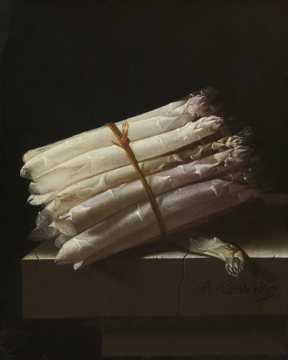Adriaen Coorte meticulously painted the asparagus in various thin layers of oil paint. You can see this clearly in the tips of the asparagus, where the paint has become somewhat more transparent over the years. 🚨 rijksmuseum.nl/en/stories
