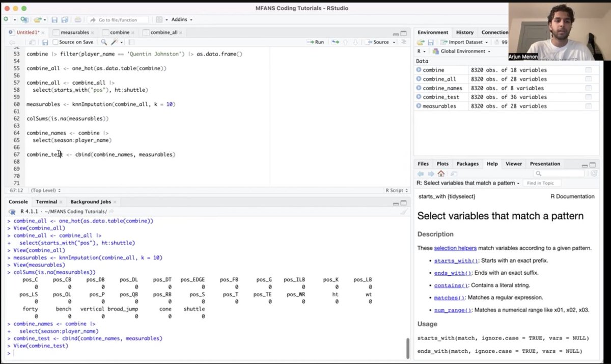 In honor of NFL draft week, I put together a short coding tutorial in R on how to use a K-Nearest Neighbors (KNN) approach to impute/fill in missing or NA values utilizing public NFL combine data Youtube Link: youtu.be/Gk1m2y4U17I?si…