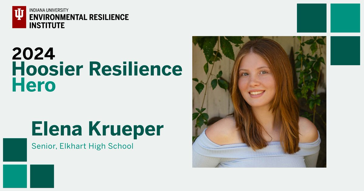 A senior at Elkhart High School and the director of the Youth Environmental Press Team, Elena Krueper is working with the mayor and city council of Elkhart on a resolution that acknowledges the threat of climate change and pledges action. She's a Hoosier Resilience Hero. #HRH2024