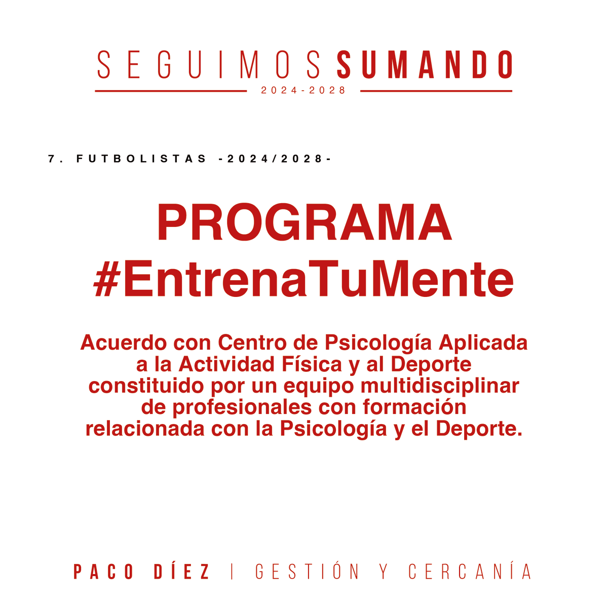 PacoDiezRFFM's tweet image. ❤️⚽️ 7. FUTBOLISTAS En estas píldoras informativas te detallamos los compromisos de Paco Díez para la próxima legislatura
👉🏻 Desliza para ver todas
📃 Recuerda que puedes ver el Programa Electoral completo en pacodiez.es
#gestiónycercanía #seguimossumando #pacodiez