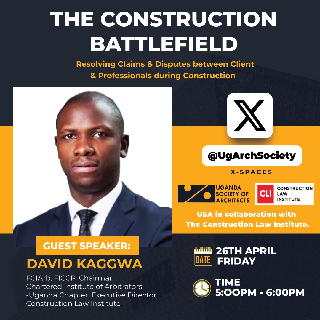We are thrilled to announce our partnership with the Uganda Society of Architects on two upcoming events where our Executive Director, jointly with the Uganda Society of Architects, shall be sharing great insights on dispute resolution & avoidance in the construction industry.