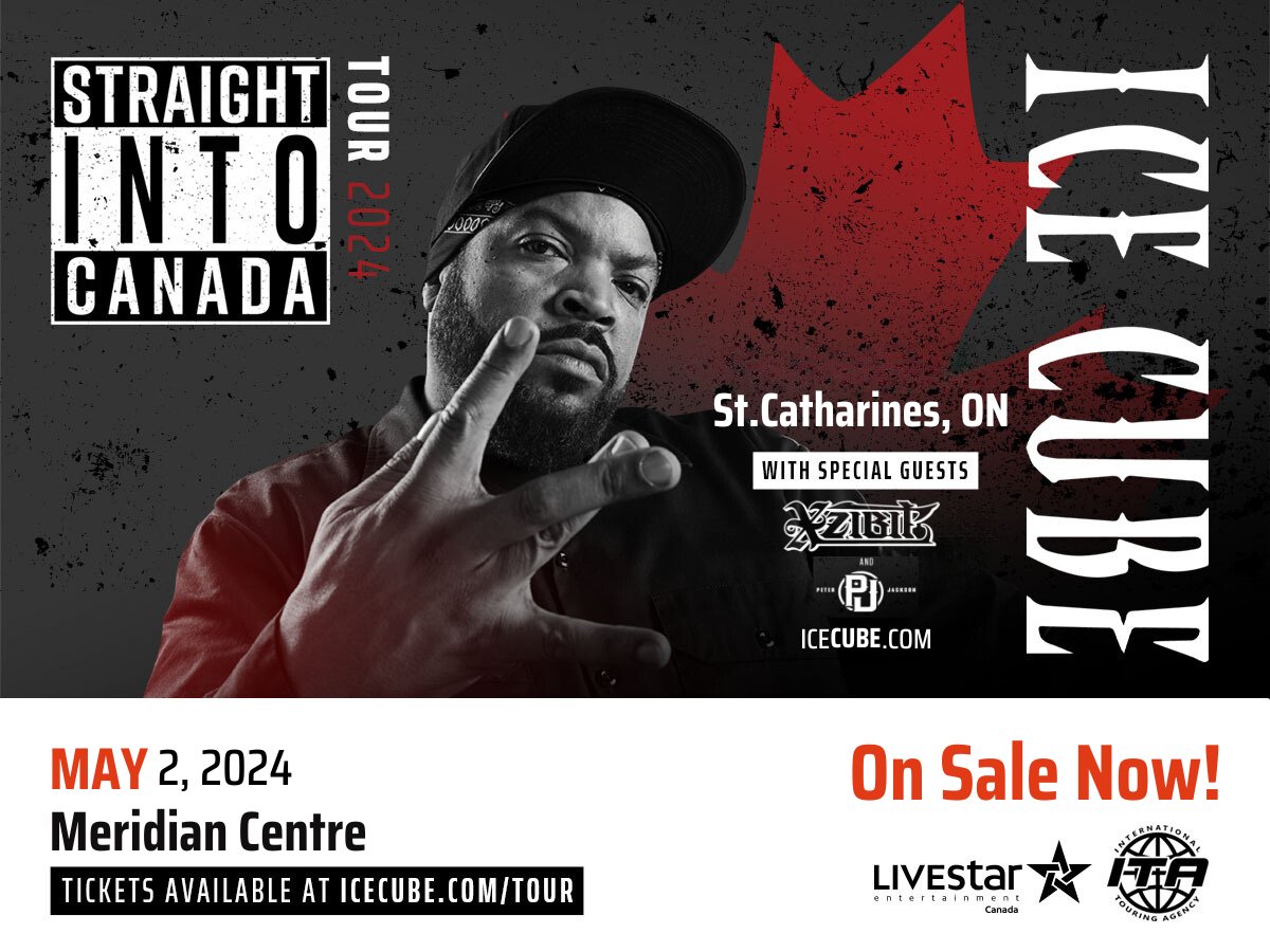 @icecube is bringing the heat to Niagara on May 2, featuring support acts @xzibit and @peterjackson905 🎤 ! Do not miss your chance to see this legend in town, and click the link below to secure your seat. 🎟️ bit.ly/48x14BV