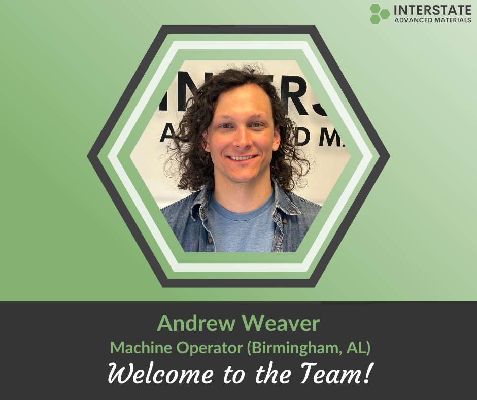 Let's extend a warm welcome to Andrew Weaver, the newest addition to the Interstate Advanced Materials team! Andrew joins us as a Machine Operator for our Birmingham location. We're delighted to have him on board!
#welcometotheteam #nowhiring #applynow 

interstateam.com/?utm_source=x&…