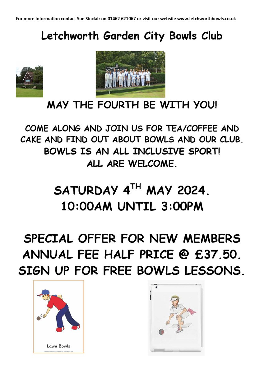 Letchworth Garden City Bowls Club are having an open day! See poster below, and learn more about what our community is doing by checking our noticeboard - localgiving.org/community-noti…
