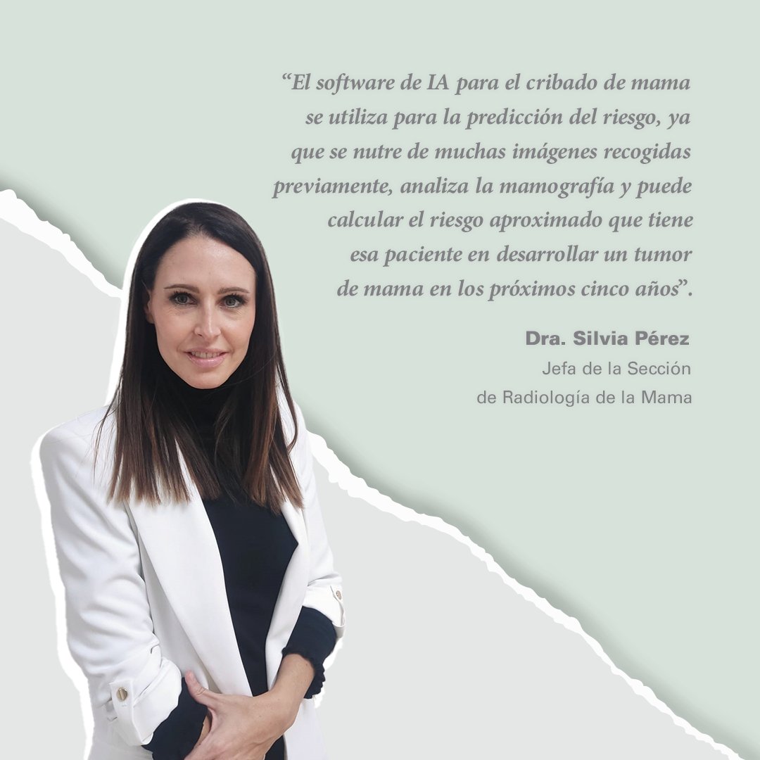 La detección precoz es clave en la lucha contra el #CáncerDeMama. Por ello, la figura del radiólogo no solo es importante en el diagnóstico sino también en el tratamiento y seguimiento. Conoce más junto a la Dra. Silvia Pérez, jefa de Radiología de la Mama bit.ly/3I0WdOt