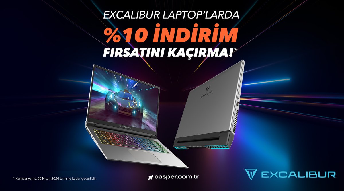 Excalibur’dan bahar kampanyası! Tüm Excalibur Laptop’larda Nisan ayına özel %10 indirim fırsatı. Tıkla ve avantajlardan faydalan! #Casper #CasperTürkiye #Excalibur #OyundaGüçBudur #NisanKampanya casper.com.tr/laptop-oyun-bi…