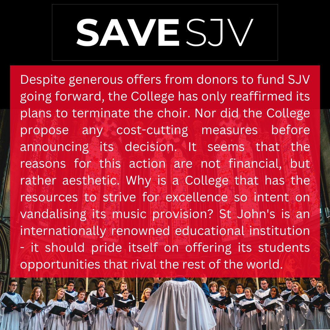 Our response to the recently publicised net operating costs of St John's Voices and the Choir of St John's College Cambridge as disclosed via FOI last week. #SaveSJV