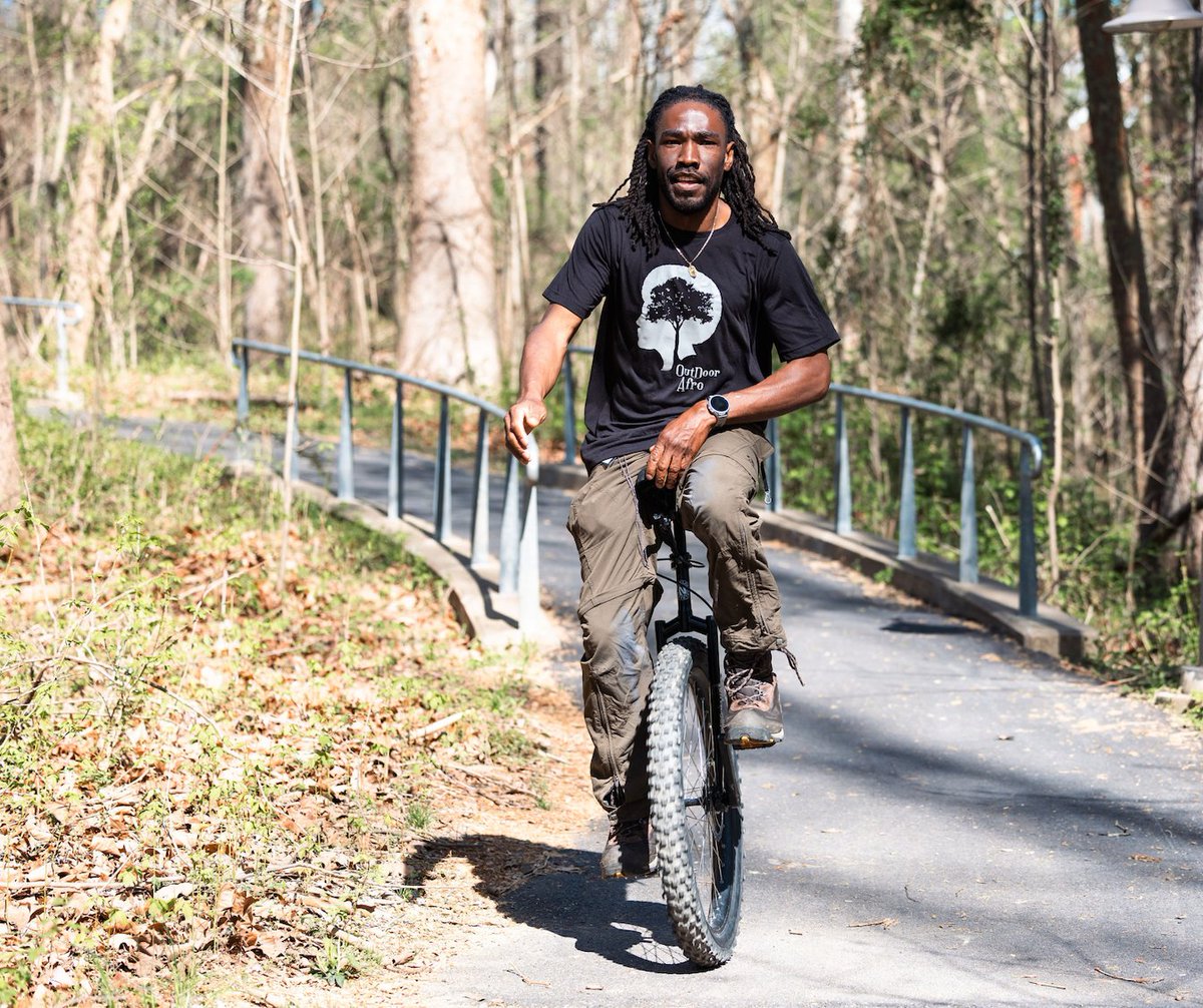 How we will roll out in nature. To experience the innovative joy volunteer leaders like Gary Davis of Atlantic City, New Jersey, are originating nationwide, click here (bit.ly/3TPoSNo) to plan your next nature adventure with us. #OutdoorAfro #BlackJoy #unicycle