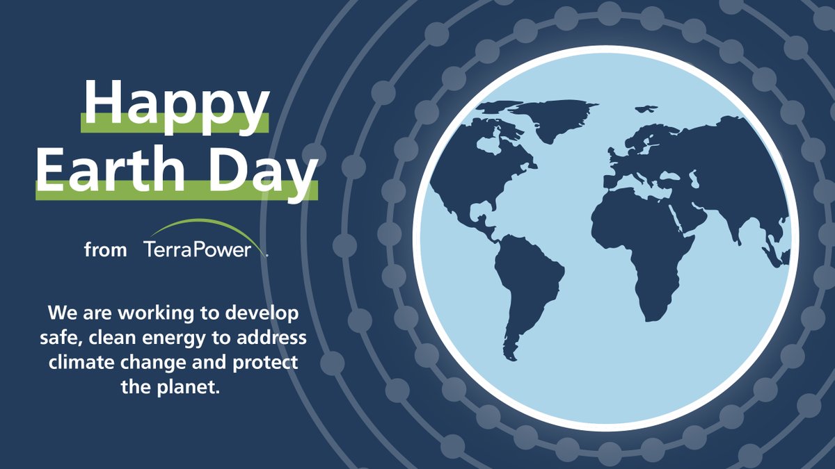 🌍 Happy #EarthDay2024! At TerraPower, we're taking action to develop advanced #Nuclear technology in order to meet our growing power needs, help mitigate climate change and lift billions out of poverty. #CleanEnergy