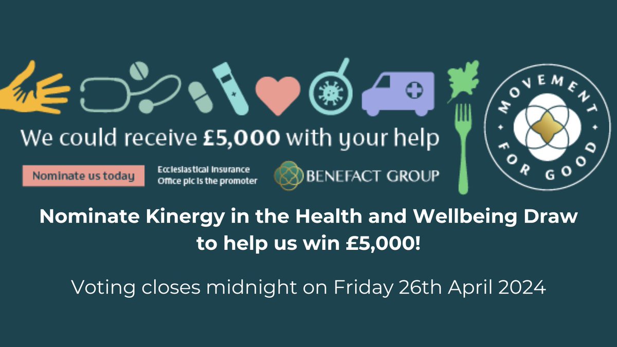 We need your help💙 We would be extremely grateful if you were able to nominate Kinergy in the Benefact Movement for Good Health & Wellbeing Draw to help us receive £5,000! It only takes a moment but could make a huge difference to our charity. Nominate: health.movementforgood.com/index.php?cn=1…