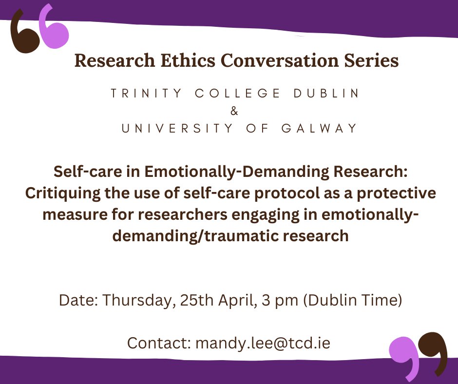 📣Join the ongoing 'Research Ethics Conversation Series 2024', co-organised by RC09 Board Member, Dr Su-ming Khoo. Please contact mandy.lee@tcd.ie if you are interested in joining the Conversation Series. #rc09isa #sociology #SocialTransformation #isa_sociology #research