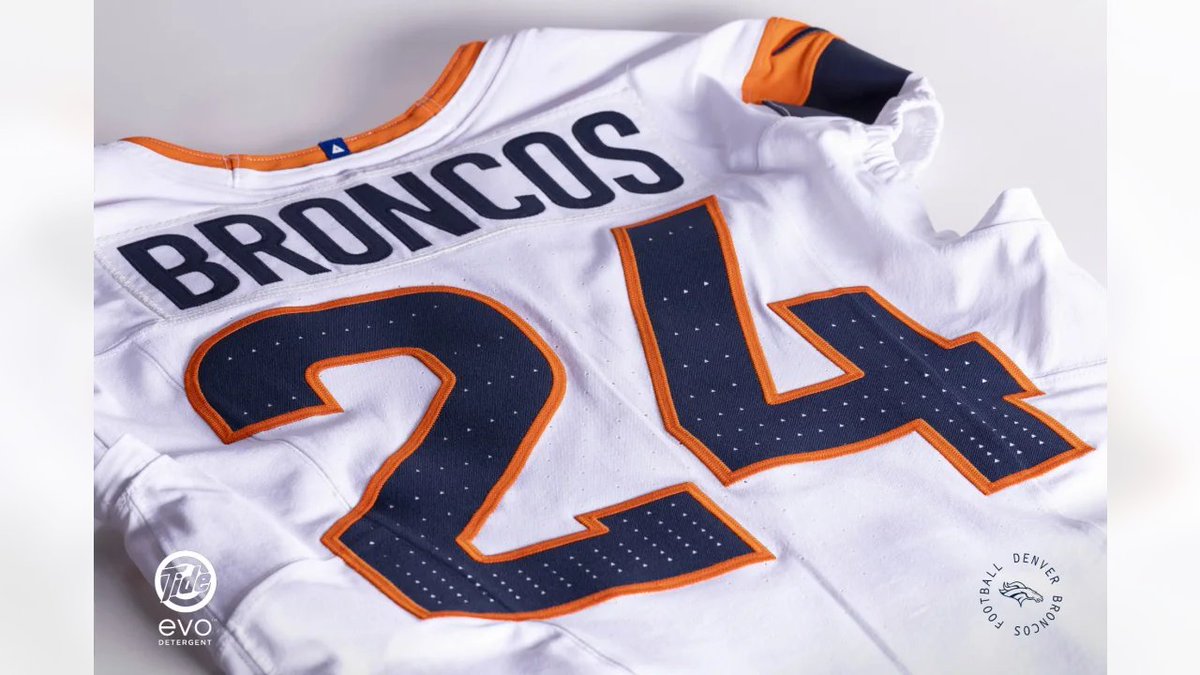 A closer look at the details of the #Broncos uniforms: