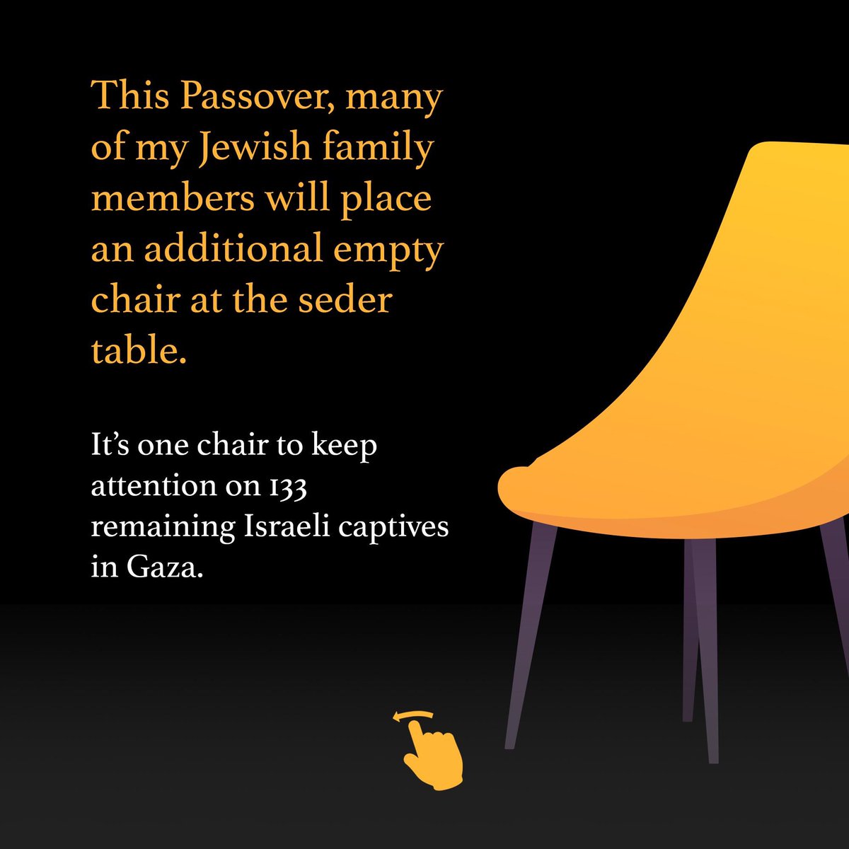 This Passover, many of my Jewish family members will place an additional empty chair at the Seder table. It’s one chair to keep attention on 133 remaining Israeli captives in Gaza. 🧵
