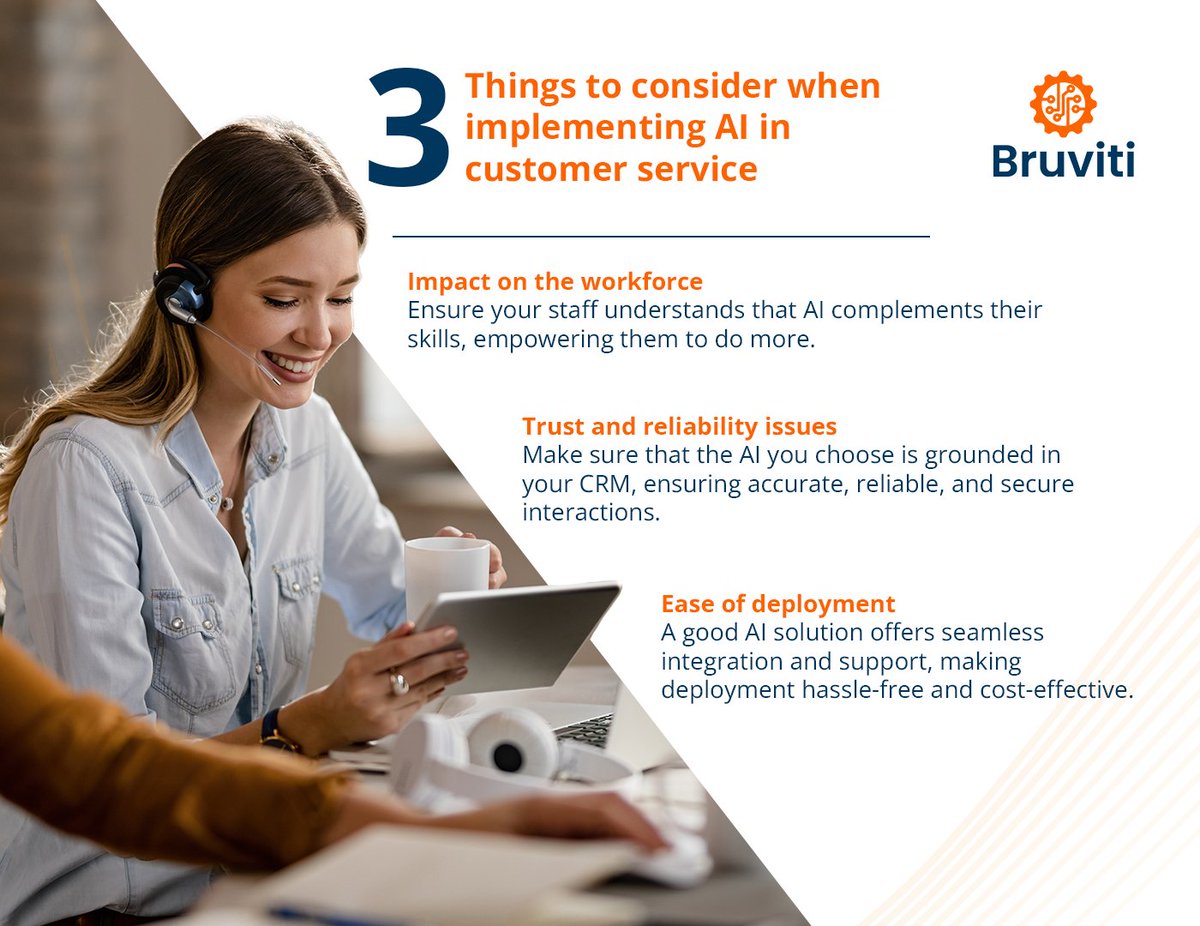 Getting ready to implement AI in customer service? Consider these three crucial factors. Level up your customer service with confidence #rt #cx #deployment #CTO #AI #Customerservice #Bruviti