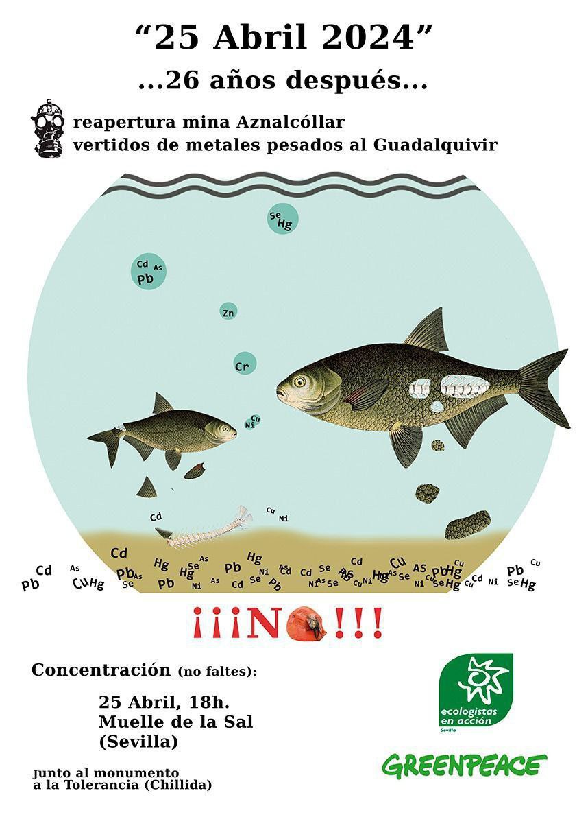 🆘 La <a href="/AndaluciaJunta/">Junta de Andalucía</a> pretende vertir 80.000 millones de litros de aguas tóxicas al río Guadalquivir.

No debemos permitirlo..

Acude el 25 de Abril 👇