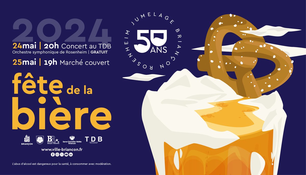 VilleBriancon's tweet photo. Briançon renoue avec la traditionnelle Fête de la Bière ! Pour être certain de profiter d'un repas le jour J et de bénéficier d'une choppe floquée aux 50 ans du jumelage avec Rosenheim offerte, réservez votre repas ici : https://t.co/hX8eCCwlSQ https://t.co/QRrfQVv2eB