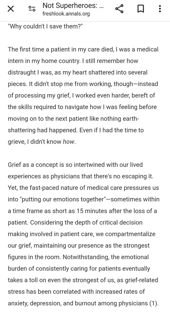 📌Right on the heels of #IM2024, I'm excited to share this article: “Not Superheroes: Holding Space for Physicians to Grieve” published on the @AnnalsofIM Fresh Look Blog as an @ACPIMPhysicians volunteer. 📌5-minute read; perfect for a busy Monday❗️ 🔗:freshlook.annals.org/2024/04/not-su…