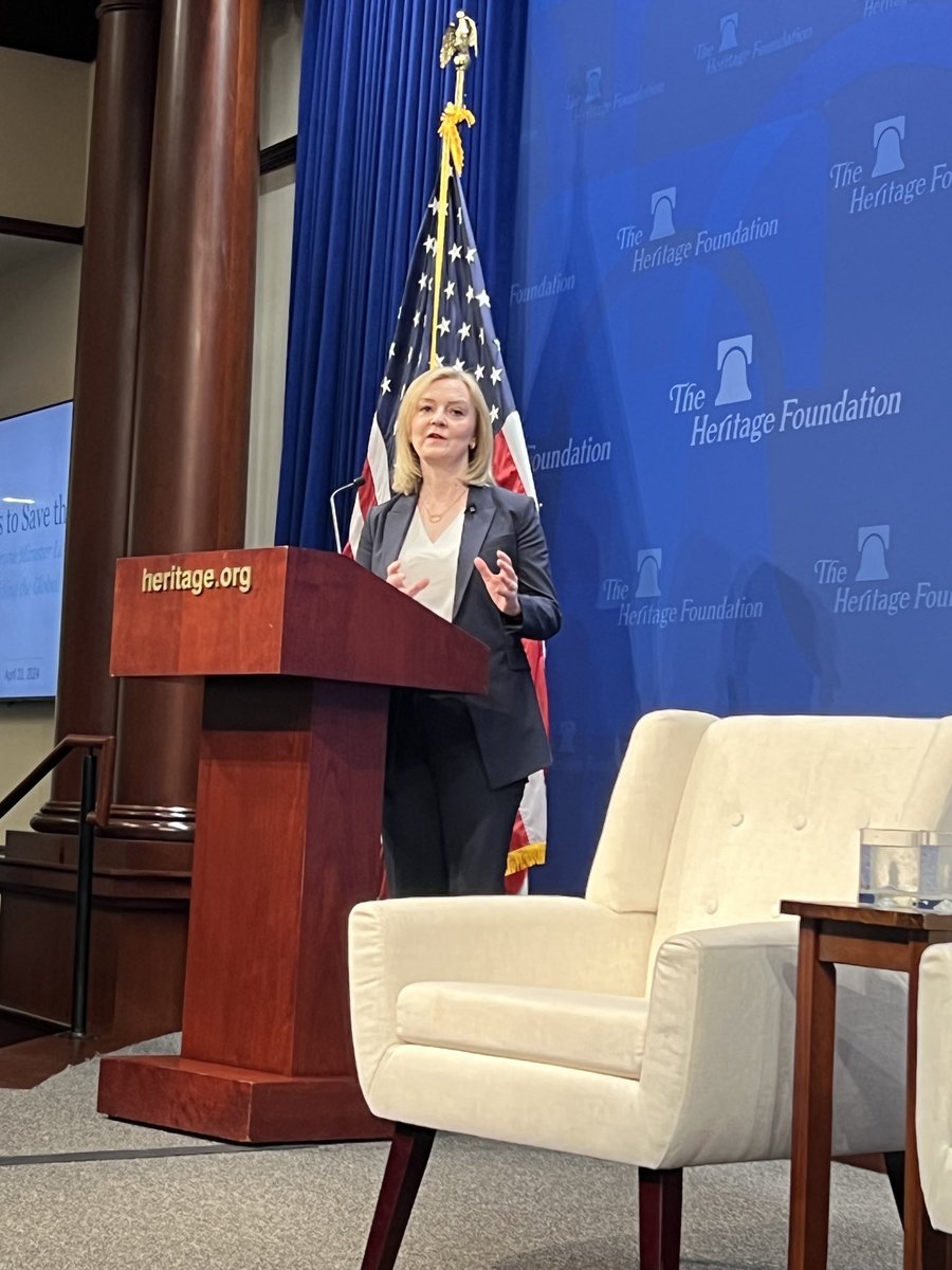 A pleasure to host a great friend of ⁦⁦@Heritage⁩ ⁦@trussliz⁩ to discuss her new book “Ten Years to Save the West,” which aims to preserve conservatism in both the UK and the U.S. “What conservatives need…is a bigger bazooka!” announced the former PM. Hear hear!