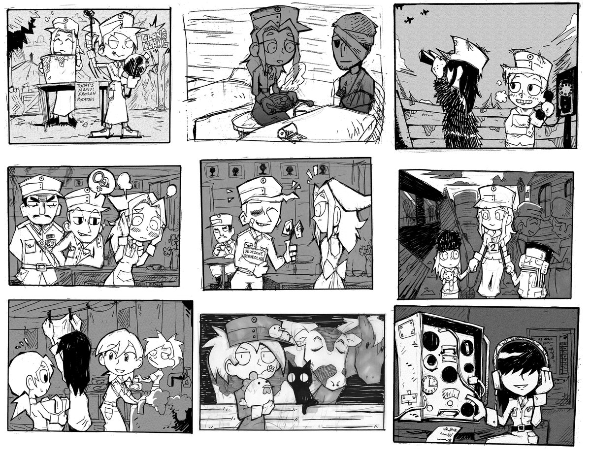 Before the first chapter I did few "pre-production"-illustrations to show the overall mood what the comic was going to be like.
Some of these depict scenes already seen in the story one way or another, while others show glimpses of what to come.