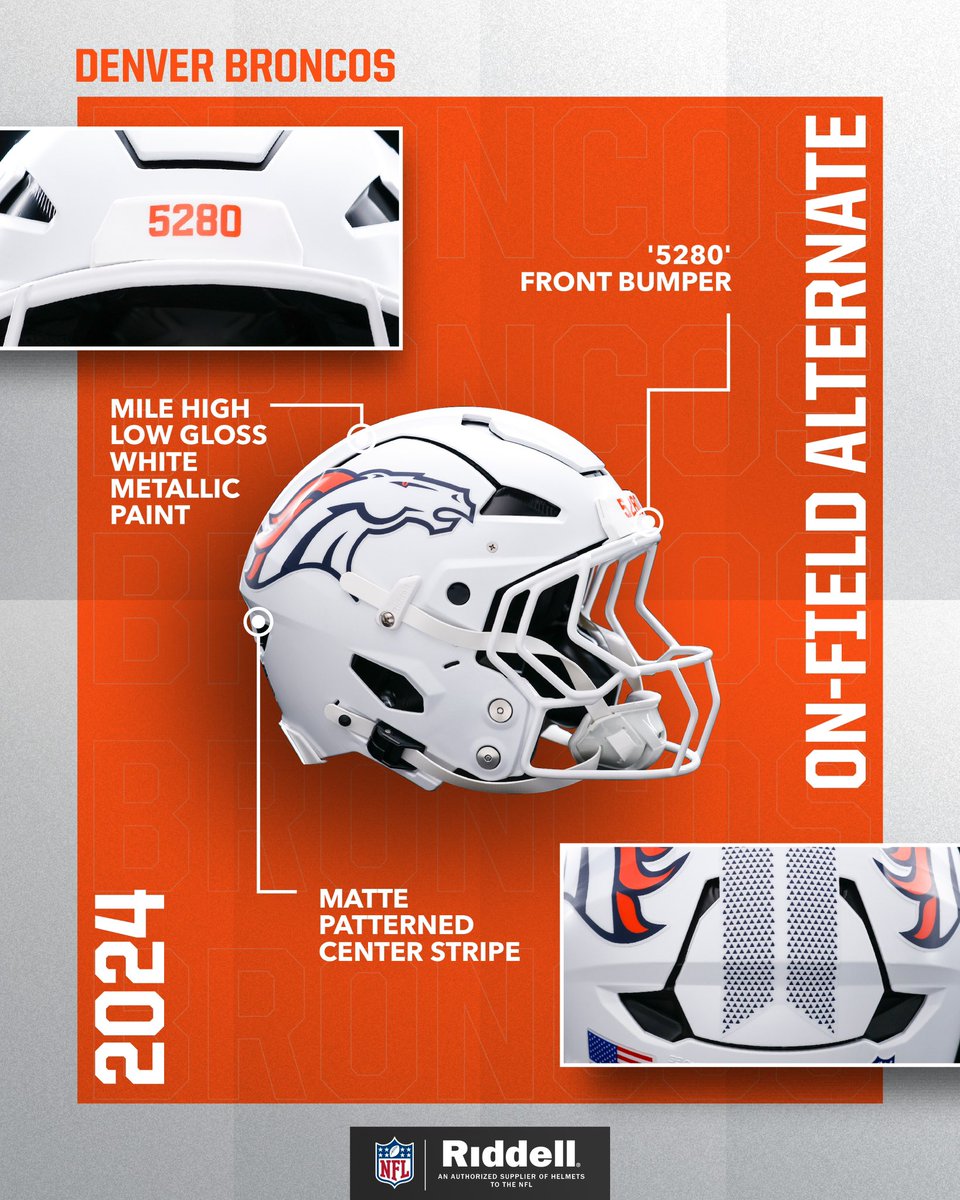 A nod to Mile High. The @Broncos new Primary and #OnFieldAlt helmets are looking clean 🤩